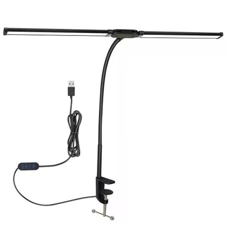 Flexible Double Head USB Desk Clamp LED Lamp - 3 Colour Modes, Dimmable Image