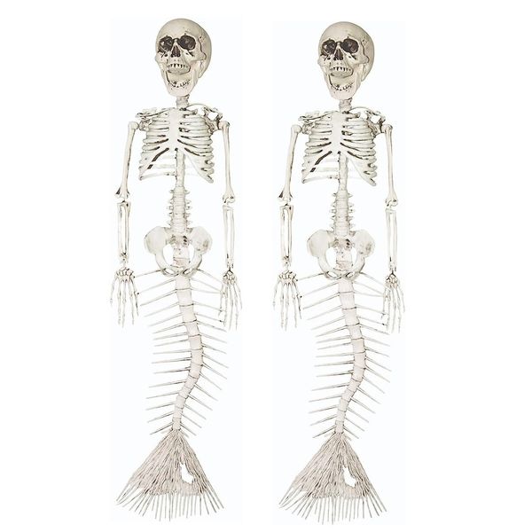Hanging Halloween Mermaid Skeleton with Bendable Tails (39cm) Set of 2