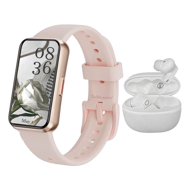 Golden Perfect Women's Holiday Smartwatch &amp; Earphones Gift Set - Pink