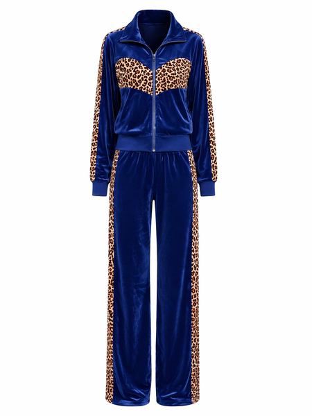 Secret Shield Women's Fashion Leopard Tracksuit - Comfortable 2 Piece