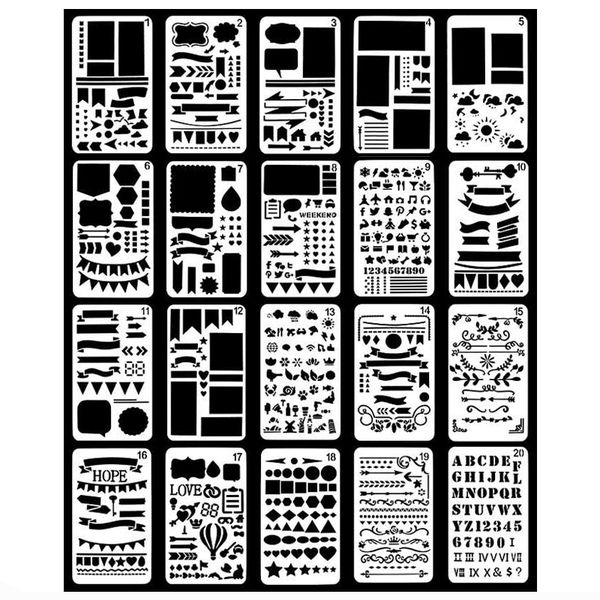 La Laila Journal Stencil Set-Planner Diary Journaling Accessories-20 Pieces