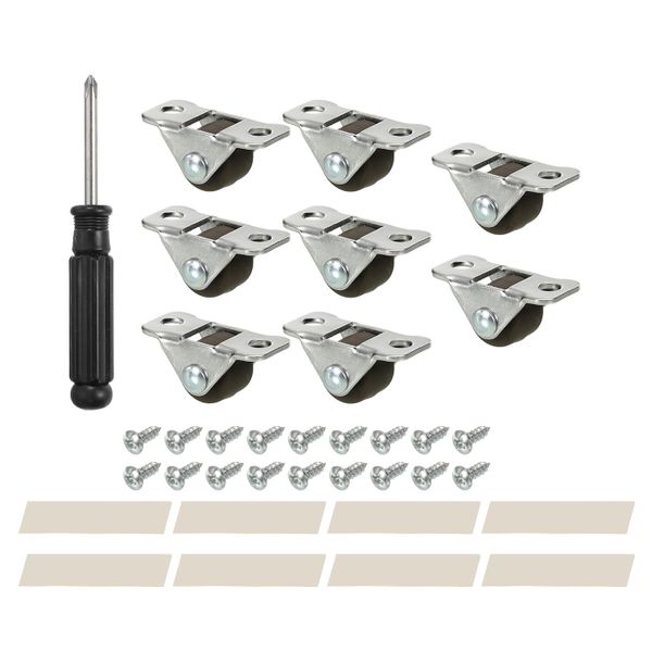 Tool DIY 8Pcs Rubber Caster Wheels (1.2cm) With Screw, Tape &amp; Screw Driver