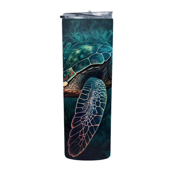 Botanical Background Sea Turtle 20 Oz Straight Skinny Tumbler 209