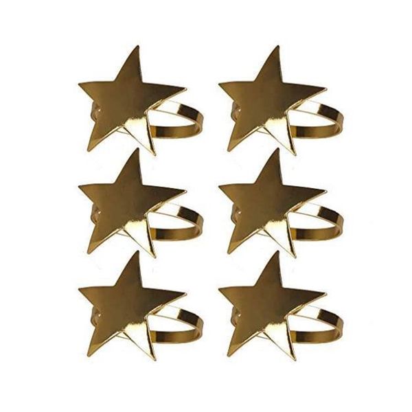 6 Pcs Five-Pointed Star Napkin Ring For Holiday Parties Dinners Etc