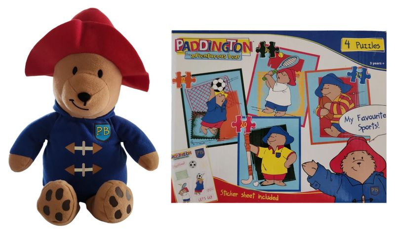 Paddington Combo-22cm Sitting Bean Toy And 4 Paddington Bear Puzzles