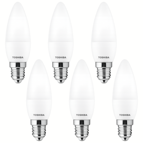 TOSHIBA E14 LED Candle Light Bulb 5W Cool Daylight 6500K - 6 Pack