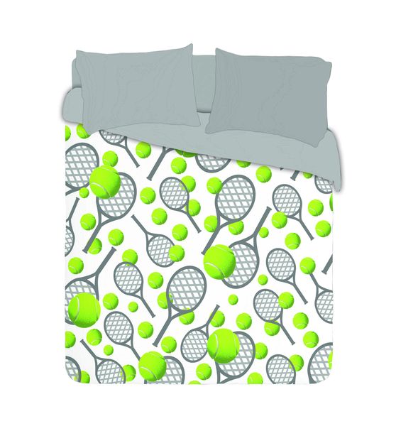 Imaginate Decor - 3D Tennis Balls &amp; Racket Duvet Cover Set - White