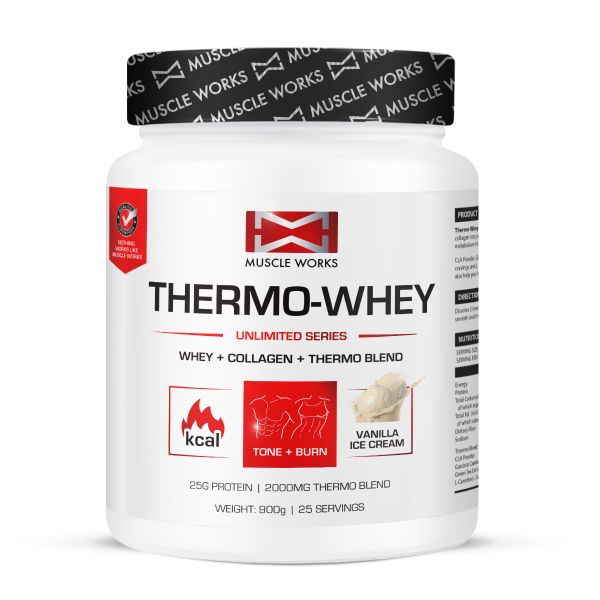 Muscle Works Thermo Whey Protein 900g Vanilla Ice Cream