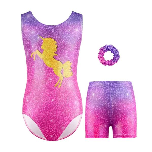 Pink Unicorn Sparkles Gymnastics Leotard Set