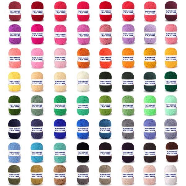 TUFT CROWD -Mega Yarn Bundle, 64 Colours, 4ply tufting yarn, Knitting Yarn
