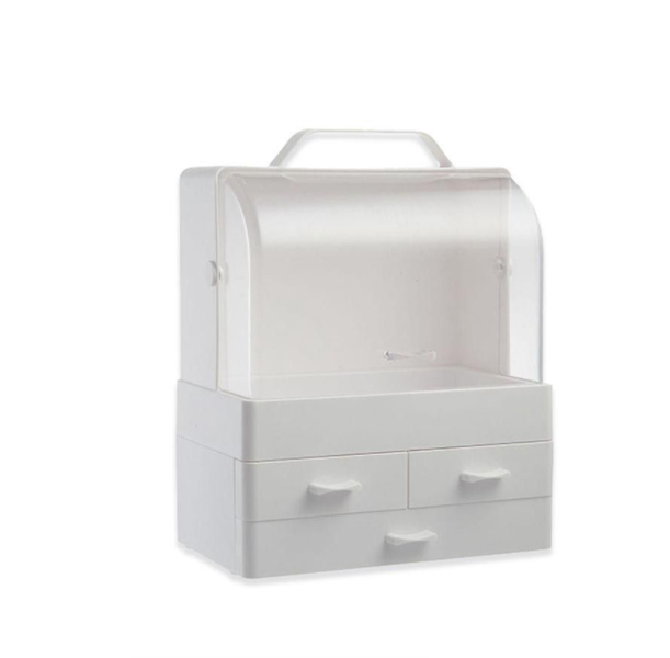 4 Compartment Cosmetic Storage Box - White