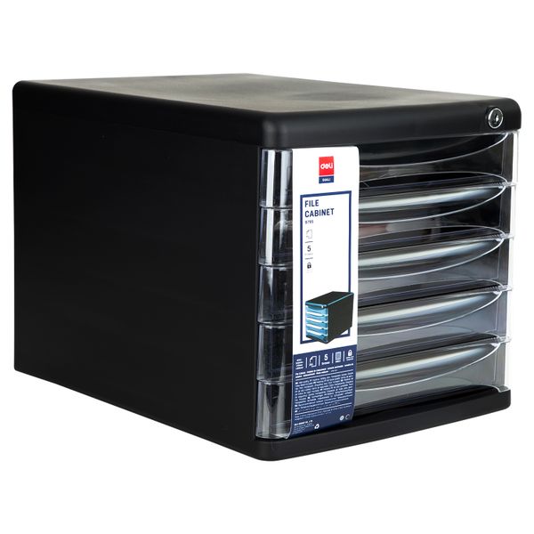 Deli File lock Cabinet 5 Drawers 270×360×260Mm Black