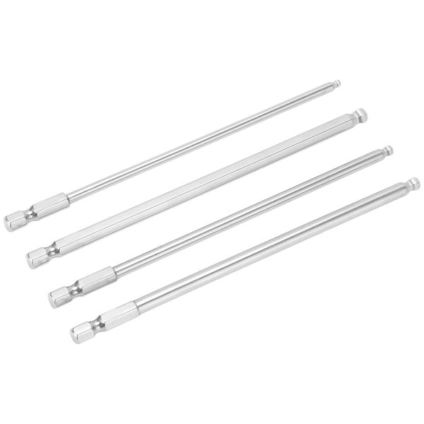4Pieces S2 Steel Magnetic Ball Head Hex Screwdriver Bit Set 1/4 Inch 150mm