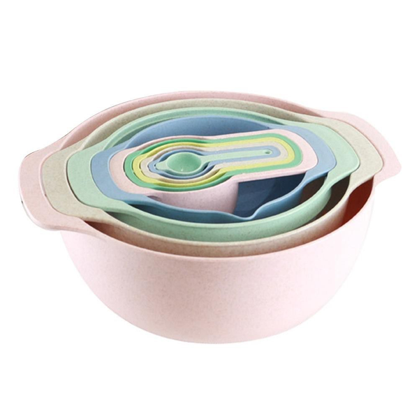 Pack Of 10 Pcs Rainbow Stackable Mixing Bowl And Measuring Cup Set