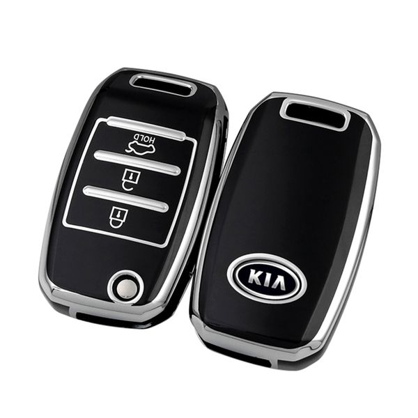 Kia Type B Buttons Car Key TPU Case &amp; Holder-Black
