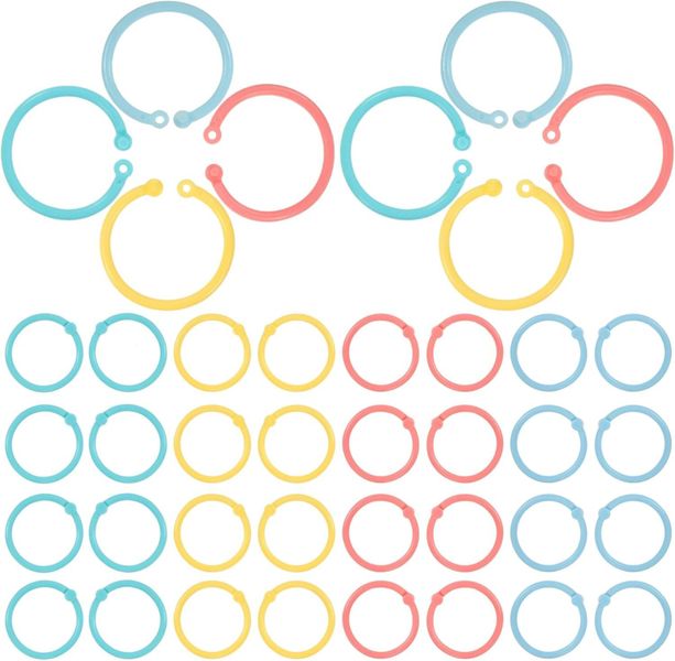 Colorful Plastic Loose Leaf Binder Rings 80 Single Rings for Index