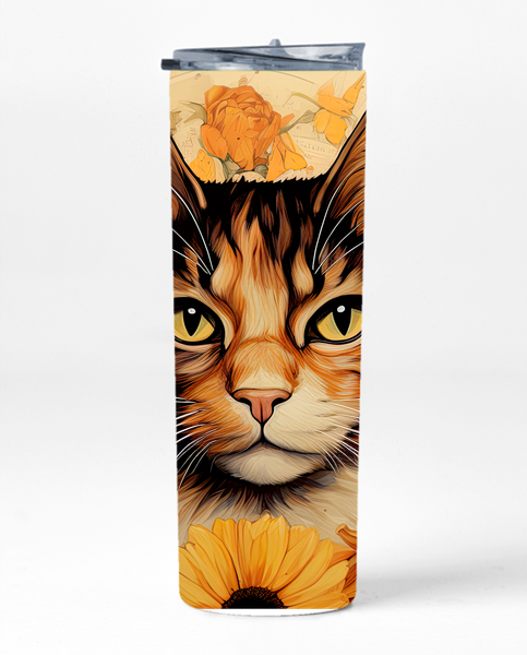 Yellow 20 Oz Straight Skinny Tumbler Cat Lovers Trendy Graphic Present 034