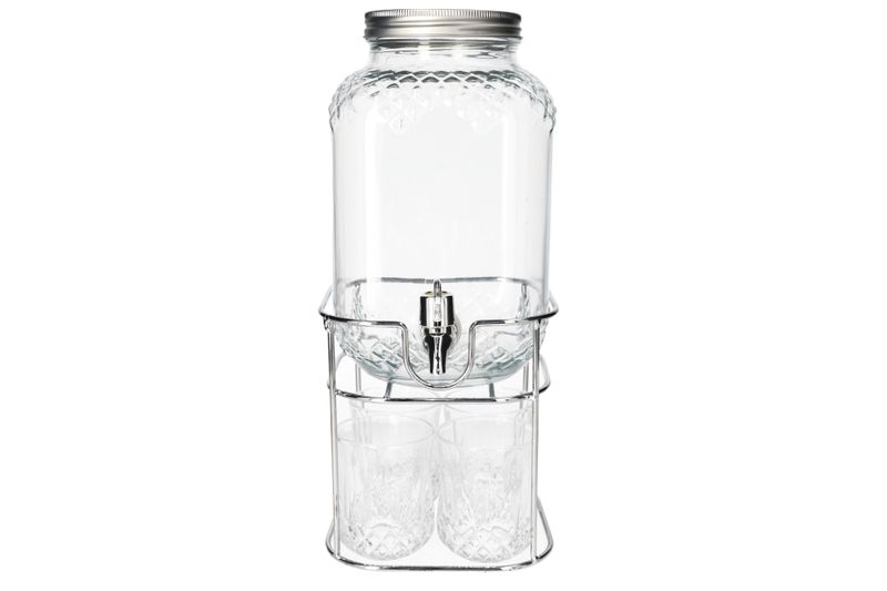 Danny home Juice Jar with 4 Glasses and Stand - 6 Piece Set