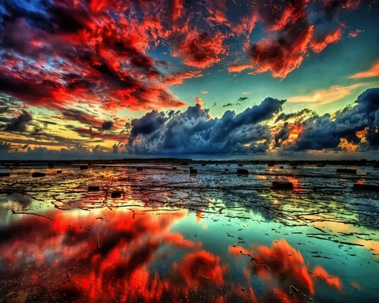 Burning Sky- Resting Sea Paint by Number Kit for Adults/Beginners