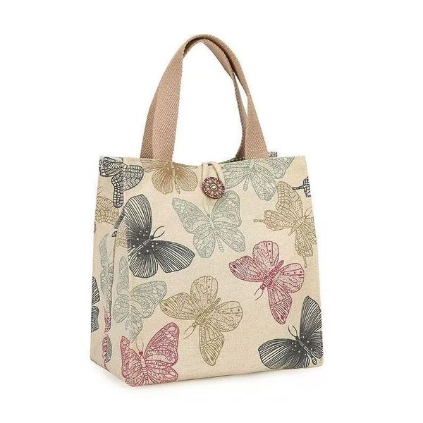 Aesthetic Print Tote Bag, Portable Lunch Bento Bag For School, Picnic