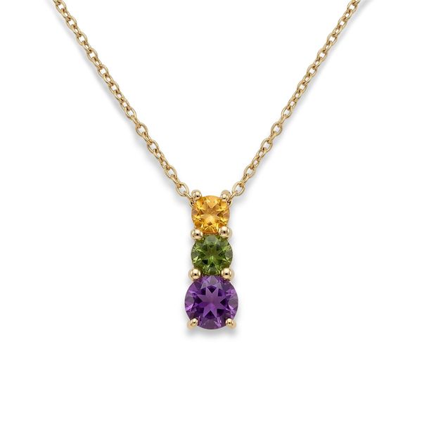 Morrisons Juicy 9ct Yellow Gold Amethyst Tourmaline Citrine Pendant &amp; Chain