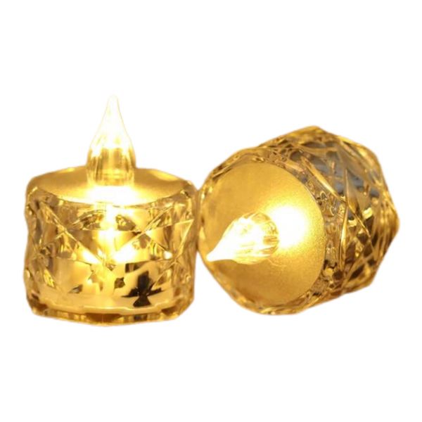 12-Piece Warm White LED Acrylic Crystal Candle Set