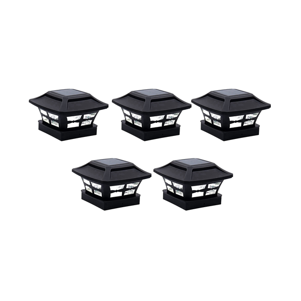 Solar Post Cap Lights For 4X4 Wooden Posts Garden Decoration Black