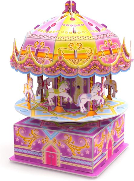 Kids DIY Carousel Whirligig - 3D Jigsaw Puzzle - Set of 29
