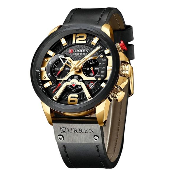 CURREN - Men's Quartz Watch With Triple Dial Functionality - Gold &amp; Black