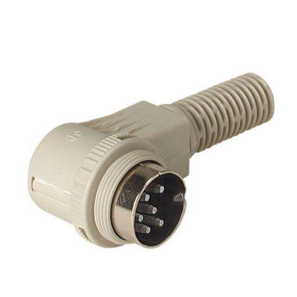 MAWI6100 Grey 6-Way Angled Inline DIN Plug Solder Joint with Locking Screw