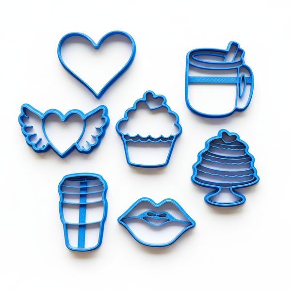 7 Piece 3D Printed Valentine's Cookie Cutter Set - Romantic Shapes
