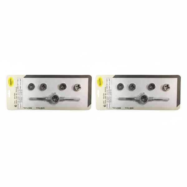 Krafft 6 Piece Metric Die Set for Internal &amp; External Threading - 2 Pack