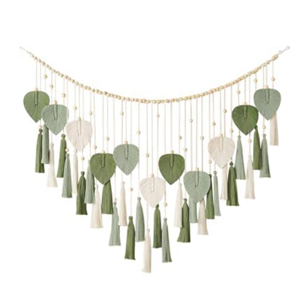 Chic Feather Boho Wall Decor Wowen Wall Art Leaf Tassels Tapestry