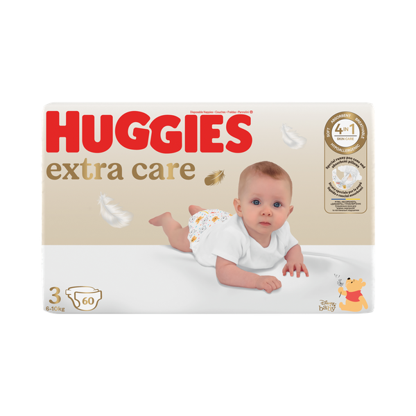 Huggies Extra Care - Size 3 Moving Baby (6-10kg) - 60 Nappies