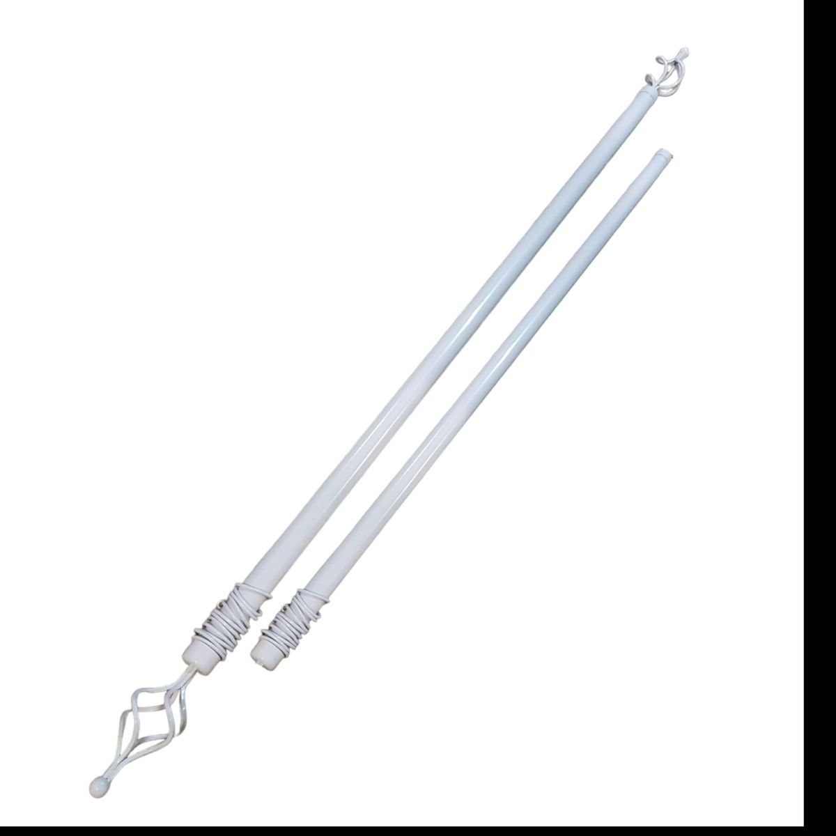 Expandable Curtain Double Rod With Twisted Cage Finial (3M) White
