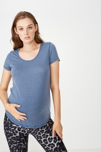 Women's Cotton On Maternity Gym T-Shirt - Steel Blue Marle