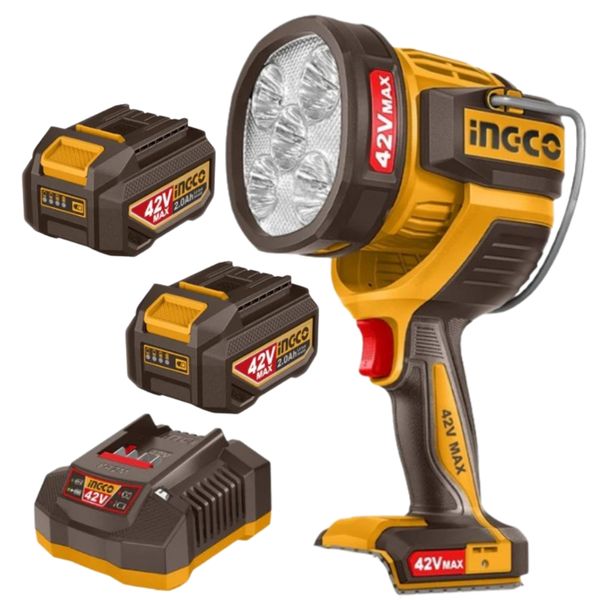 Ingco - Cordless Work Lamp (42V - 2800 Lumens) with 2x Batteries &amp; Charger