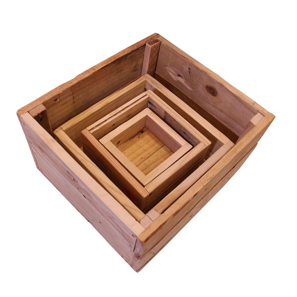 4 x Reclaimed Pallet Wood Storage Boxes