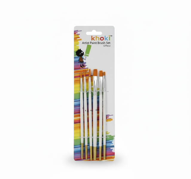 Khoki Artist Paint Brushes Set 6 Piece for Art and Craft Painting