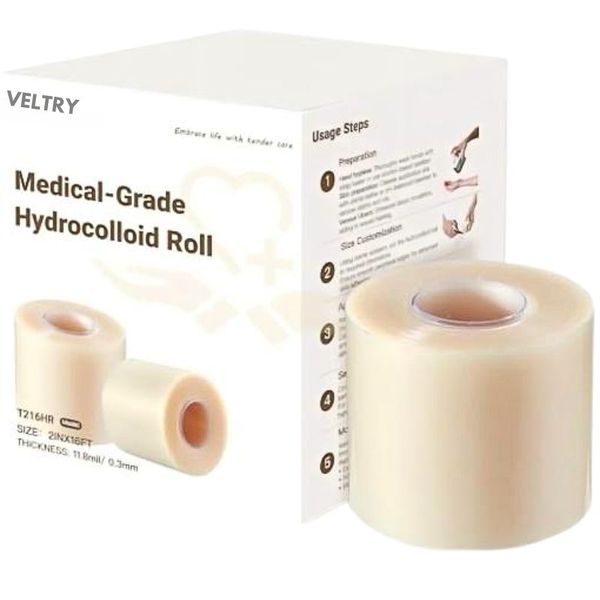 Veltry Extra Large Hydrocolloid Roll for Wounds - (2inx16ft) - Transparent