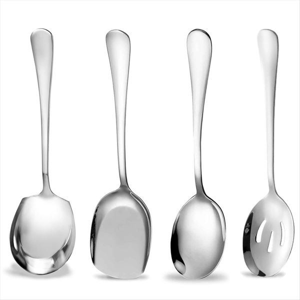 4Pieces Stainless Steel Buffet Serving Spoon Long Handle Soup Spoons