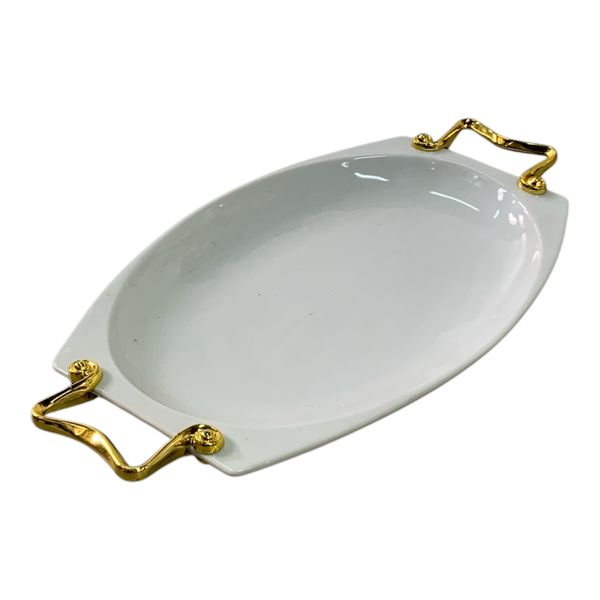 Platter 34X24X3cm With Gold Handles
