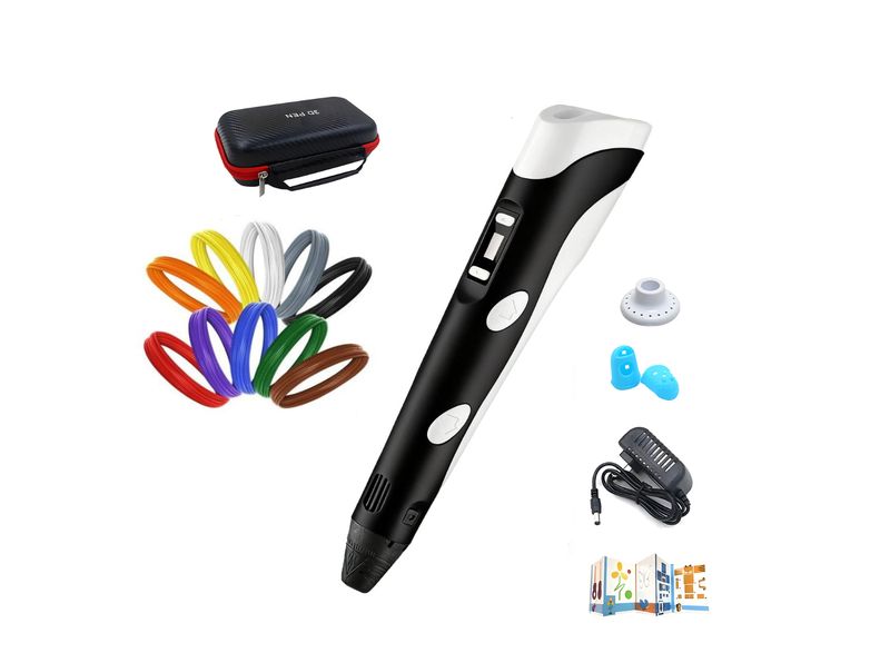 3D Printing Pen Kit with 100m PLA Filament - 20 Colors, LED Display