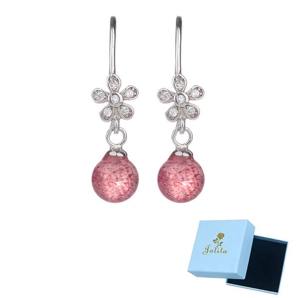 Jolita Strawberry Crystal S925 Silver Earrings Floral Design-RH0010