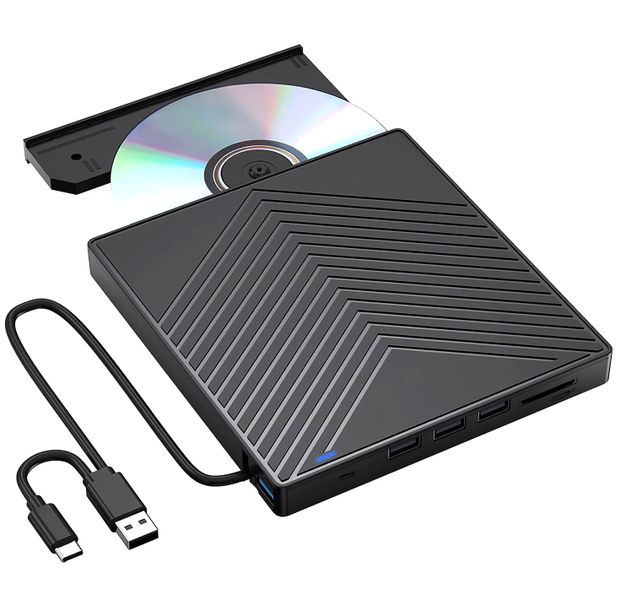 CD DVD Drive, Ultra Slim CD Burner USB 3.0 with 4 USB Ports