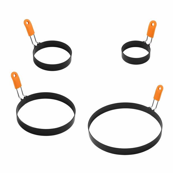 4Pcs Egg Rings, Pancake Shapers with Silicone Handle Non-stick