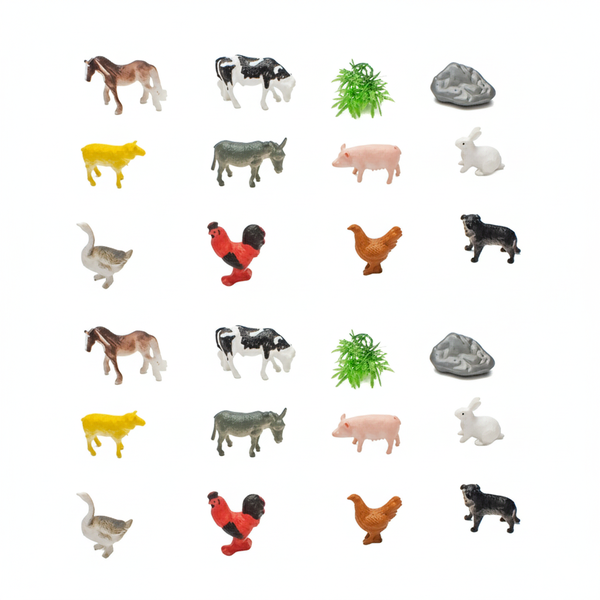 2 Pack Farm Animal Figures - 24Pcs Mini Toy Set for Kids &amp; Toddlers