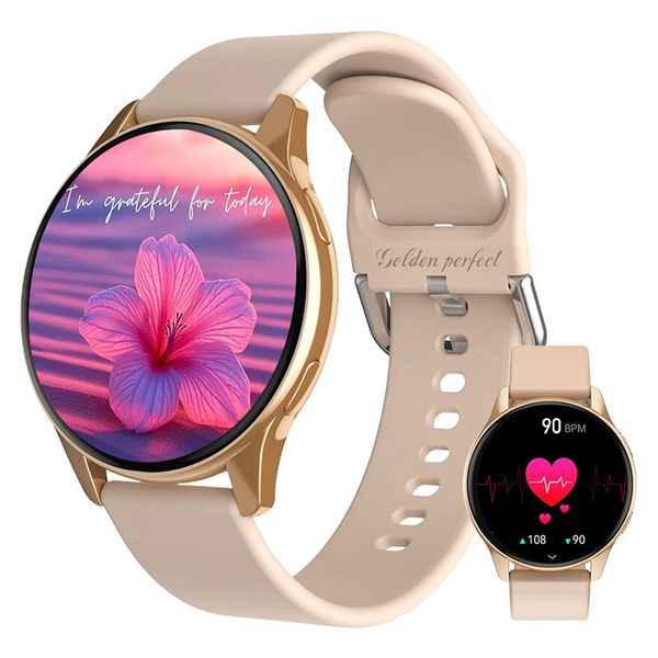 Golden Perfect Women's Smartwatch with Pink Strap Fitness Tracker