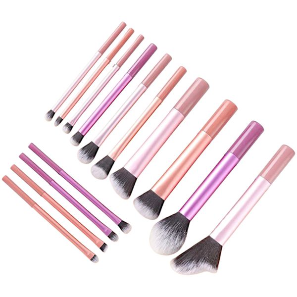 14 Piece -Professional - Makeup Brush Set - Multi Colour Chrome