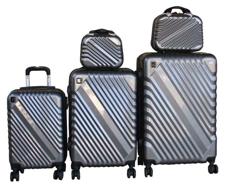 Durable Trolley Luggage Set Hard-Shell Suitcases Accessory Case - 5-Piece - Grey